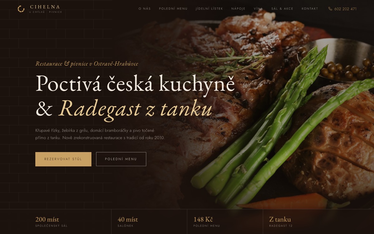 Cihelna u Chýlků — web restaurace v Ostravě